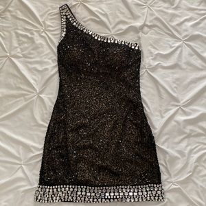 Scala One-Shoulder Sequin Party Dress
